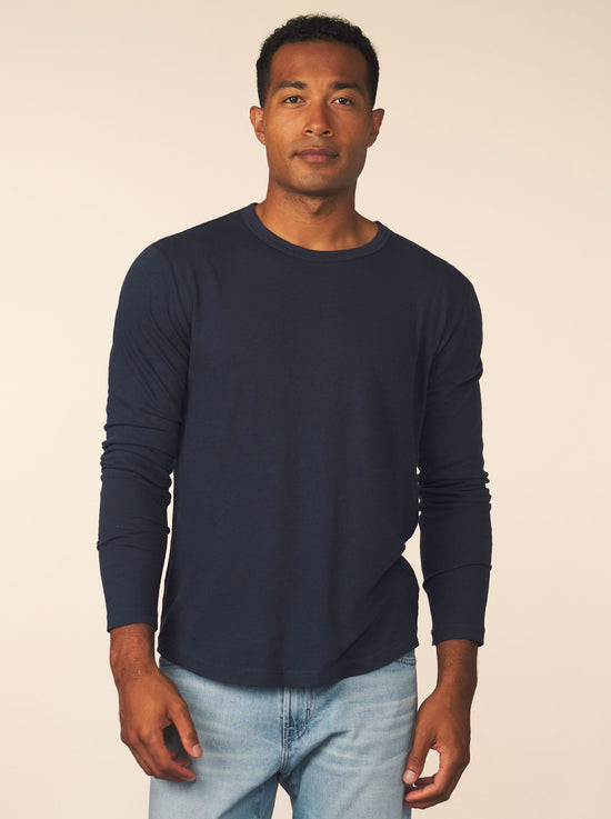 men’s cotton cashmere long sleeve - pacific