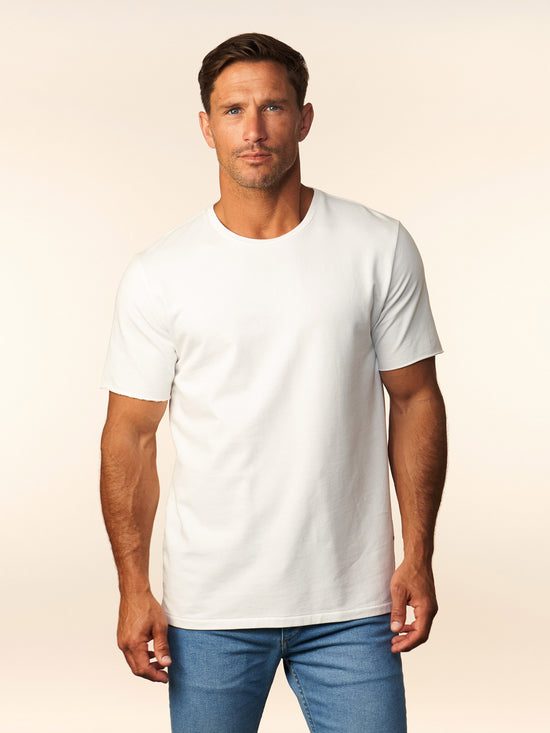 White Micro French Terry Cotton T-Shirt