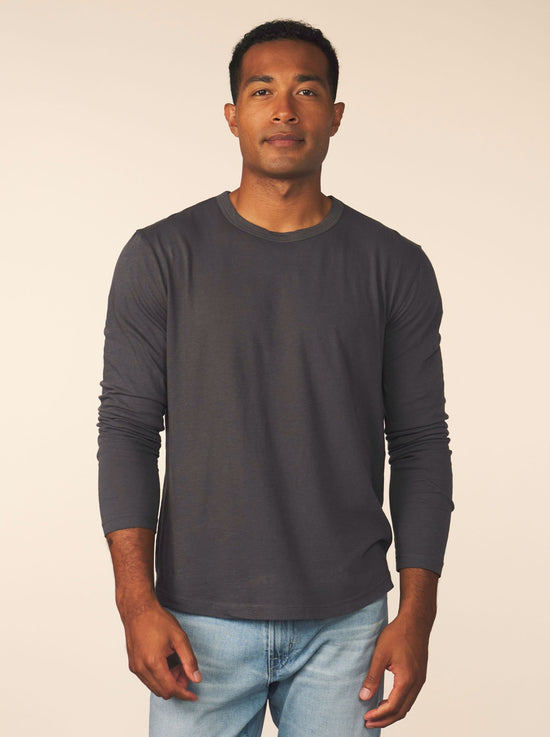 men’s cotton cashmere long sleeve - carbon