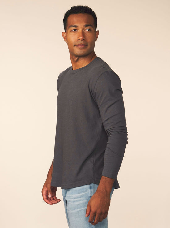 men’s cotton cashmere long sleeve - carbon