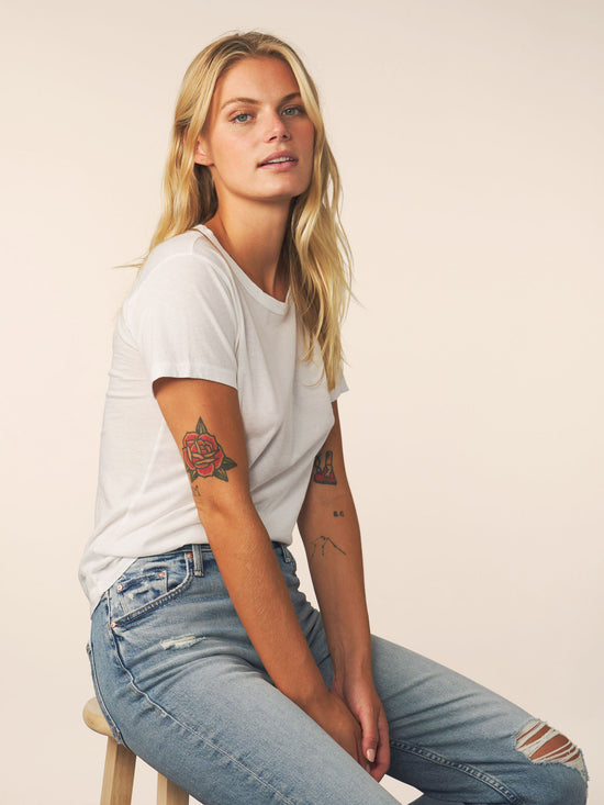 women’s cotton cashmere tee - white