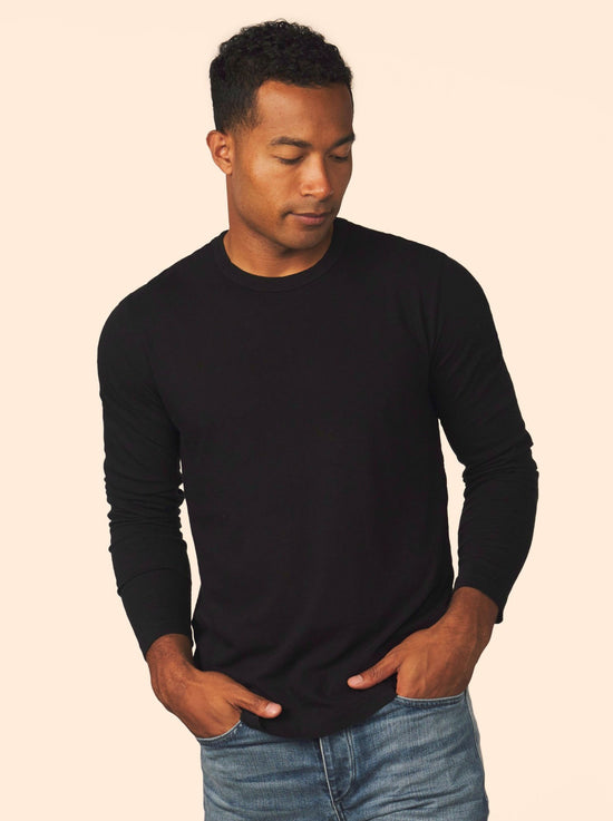 men’s cotton cashmere long sleeve - black