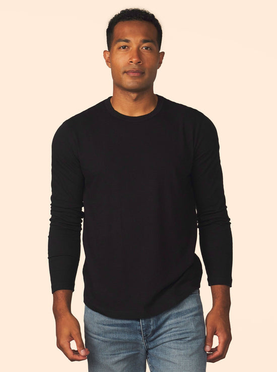men’s cotton cashmere long sleeve - black