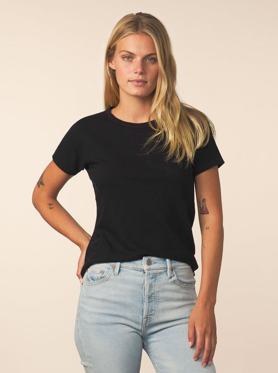 women’s cotton cashmere tee - black