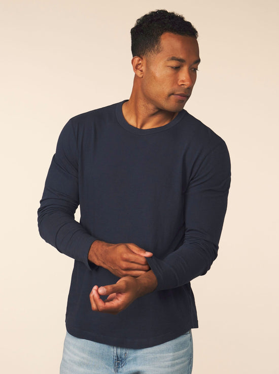 men’s cotton cashmere long sleeve - pacific