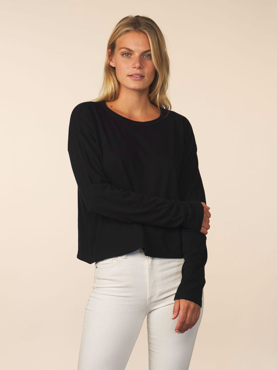 women’s cotton cashmere long sleeve - black