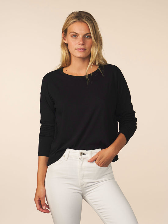 women’s cotton cashmere long sleeve - black